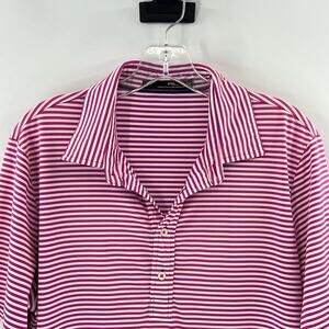 RLX Ralph Lauren Men's SS Performance Polo Shirt - Pink/White - Medium